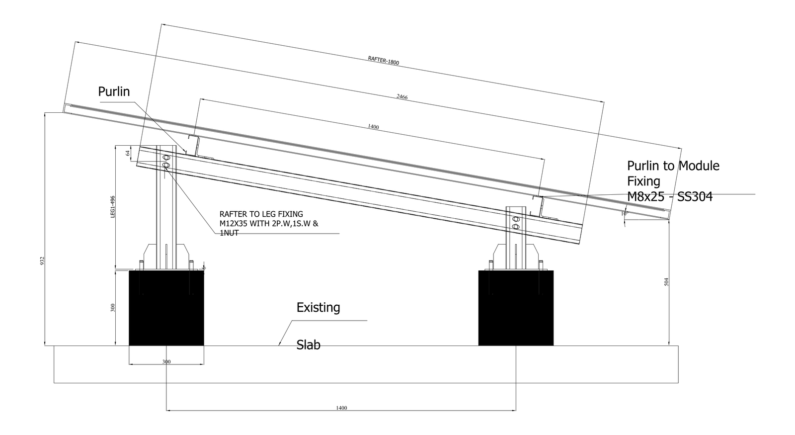Solar Panel Tilt Frame – free CAD block preview