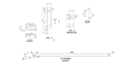 Steel Legs, Bracket and Tie Member Details CAD block preview