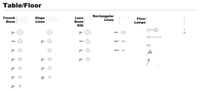 Table and Floor Lamps in Plan View CAD block preview