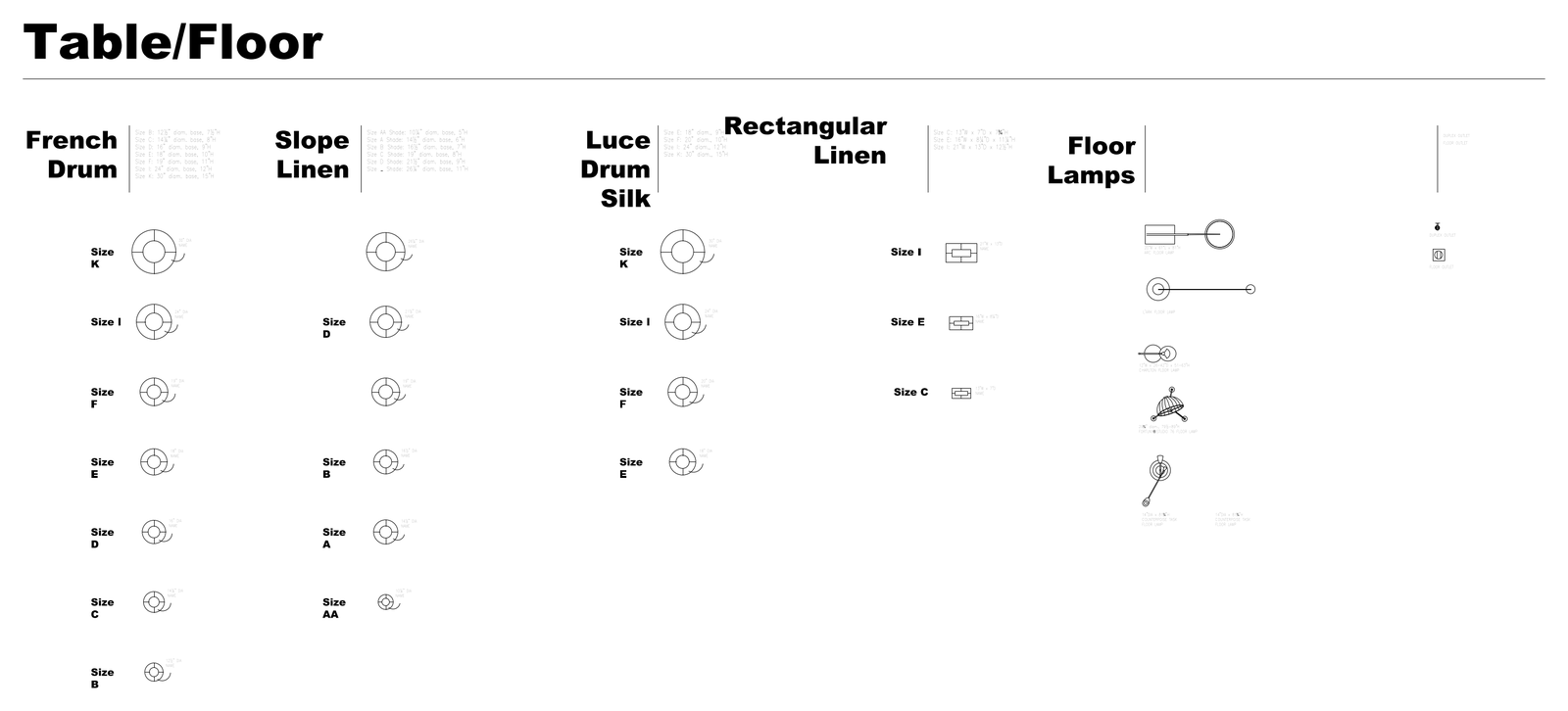Table and Floor Lamps in Plan View – free CAD block preview