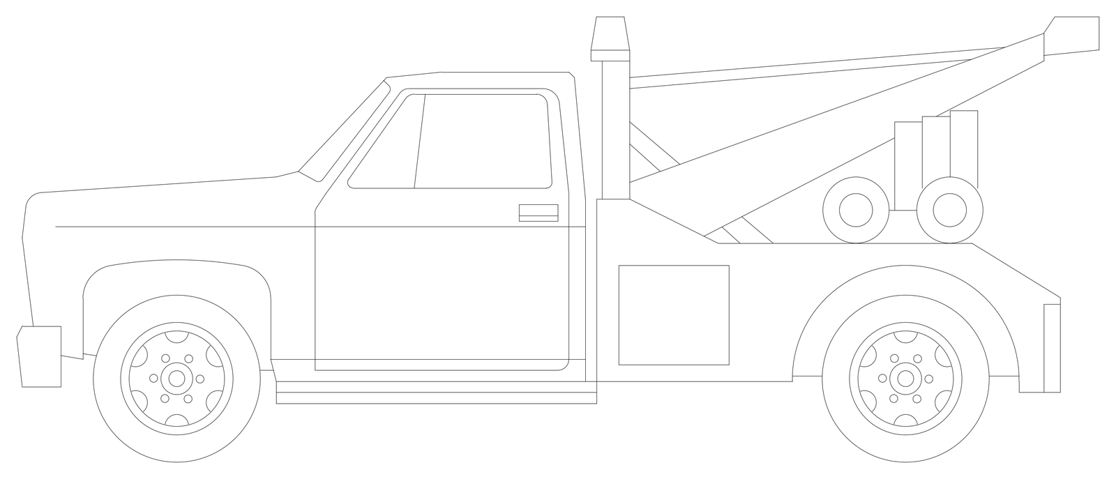 Tow Truck - Side Elevation – free CAD block preview