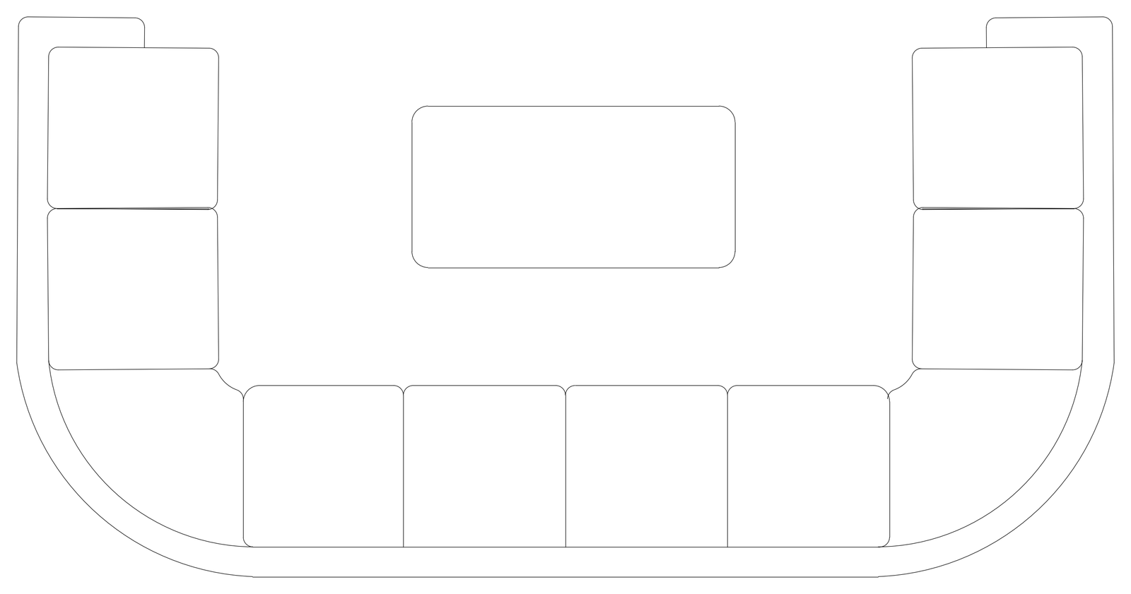U-Shaped Modular Sofa with Coffee Table - Plan View – free CAD block preview