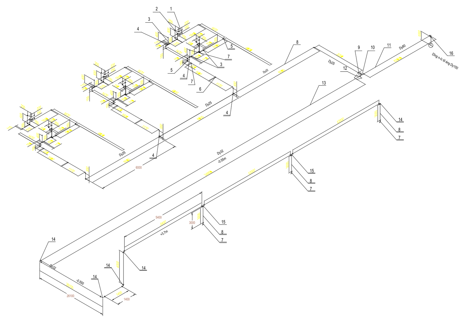 Water Supply Piping Isometric – free CAD block preview