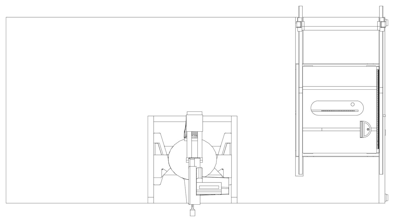 Workbench With Table Saw Plan View – free CAD block preview