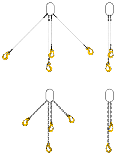 2 and 4 Leg Chain and Wire Rope Slings CAD block preview