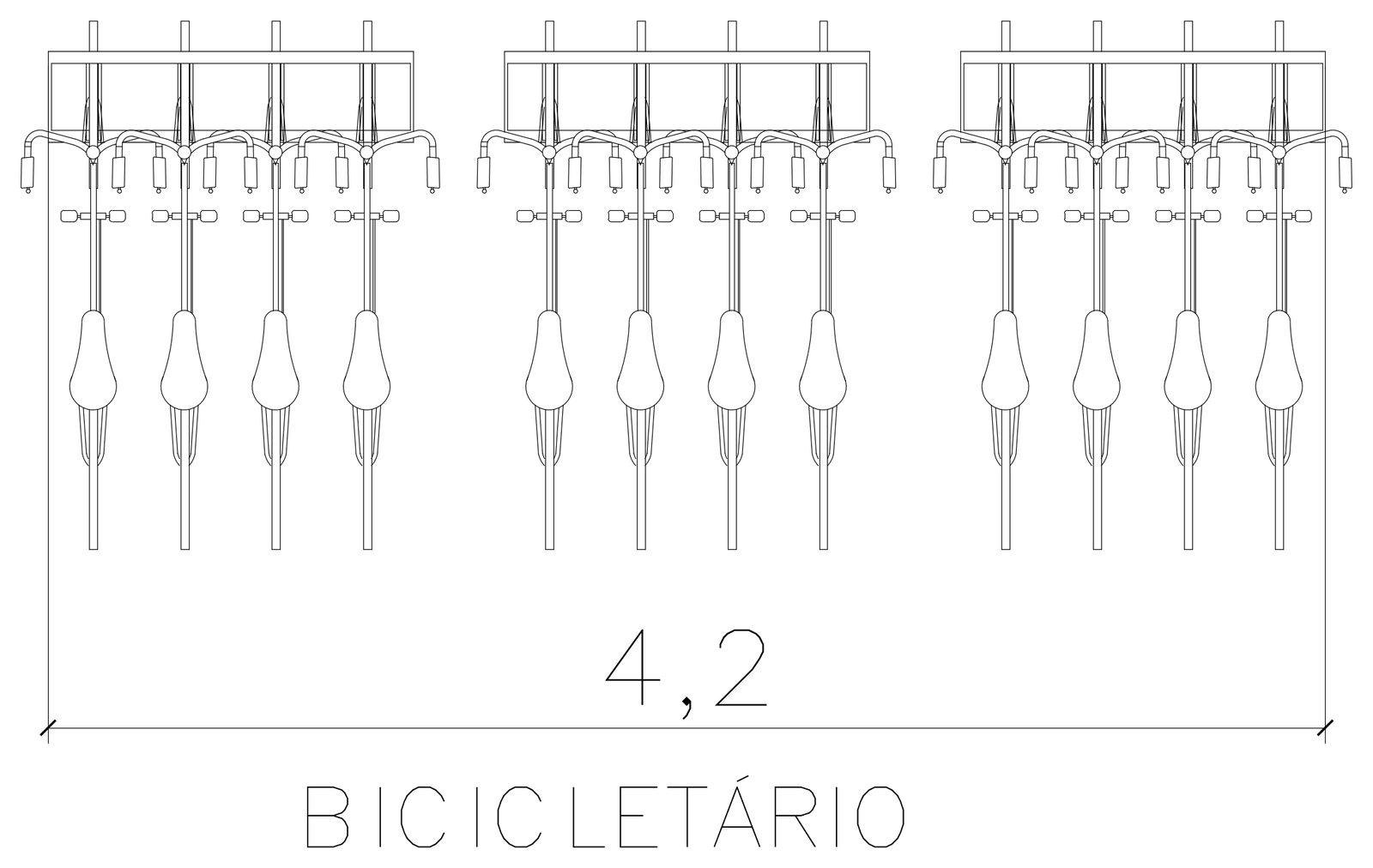 Bicycle Rack Elevation - 12 Bikes – free CAD block preview