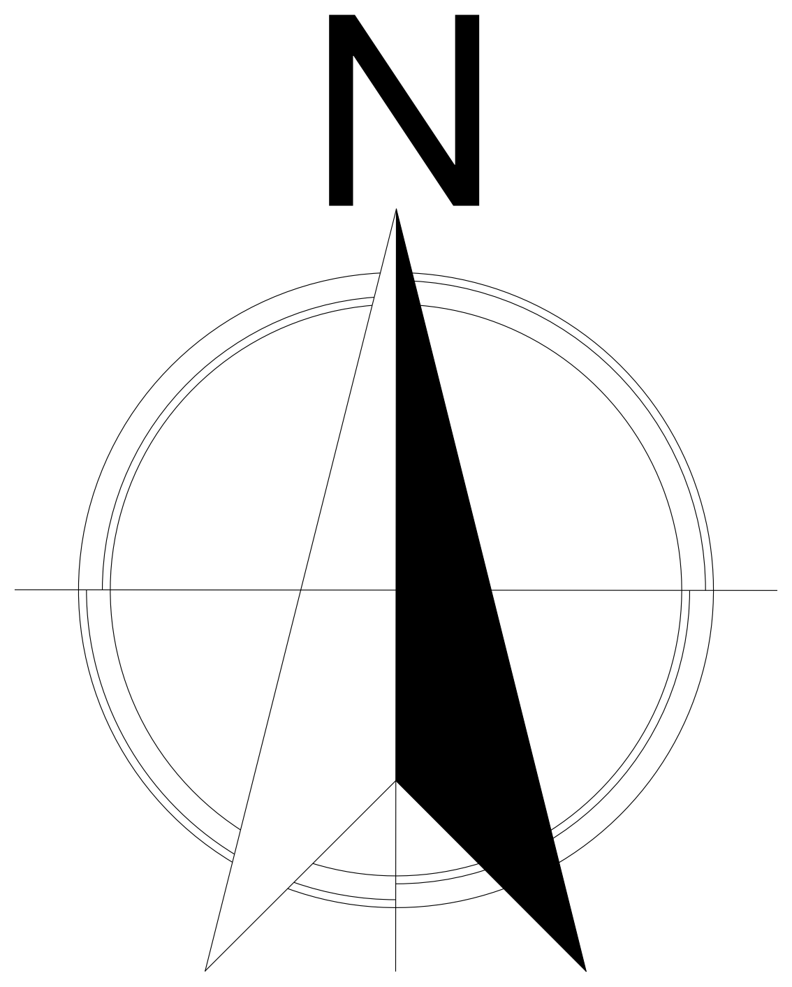 Black and White North Point Arrow – free CAD block preview