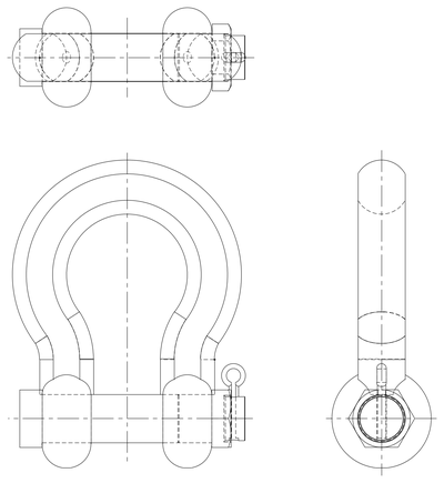 Bow Shackle CAD block preview