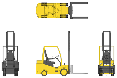 Counterbalance Forklift - Four Views CAD block preview