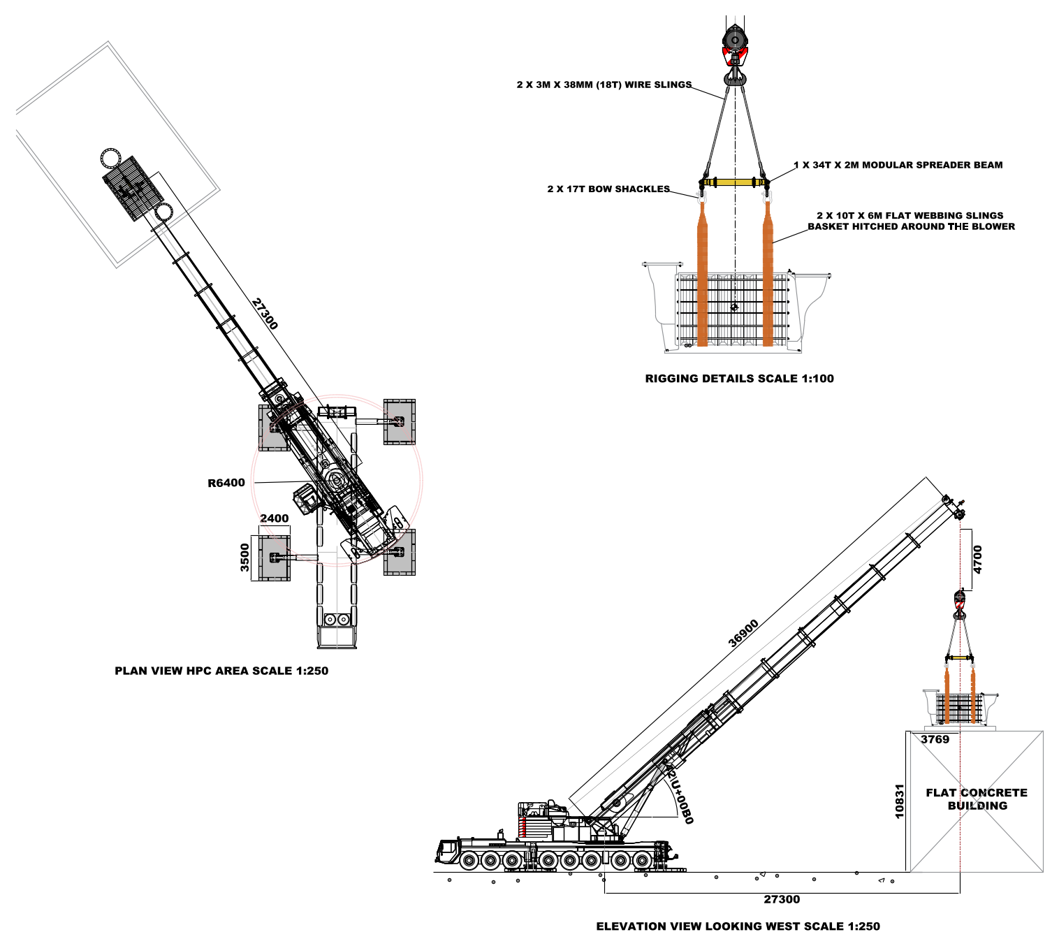 Crane Lift Plan with Rigging Details – free CAD block preview
