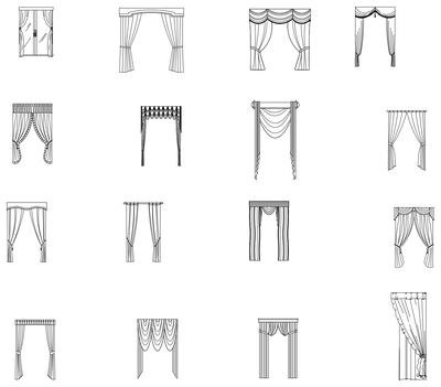 Curtain Styles - Elevations CAD block preview