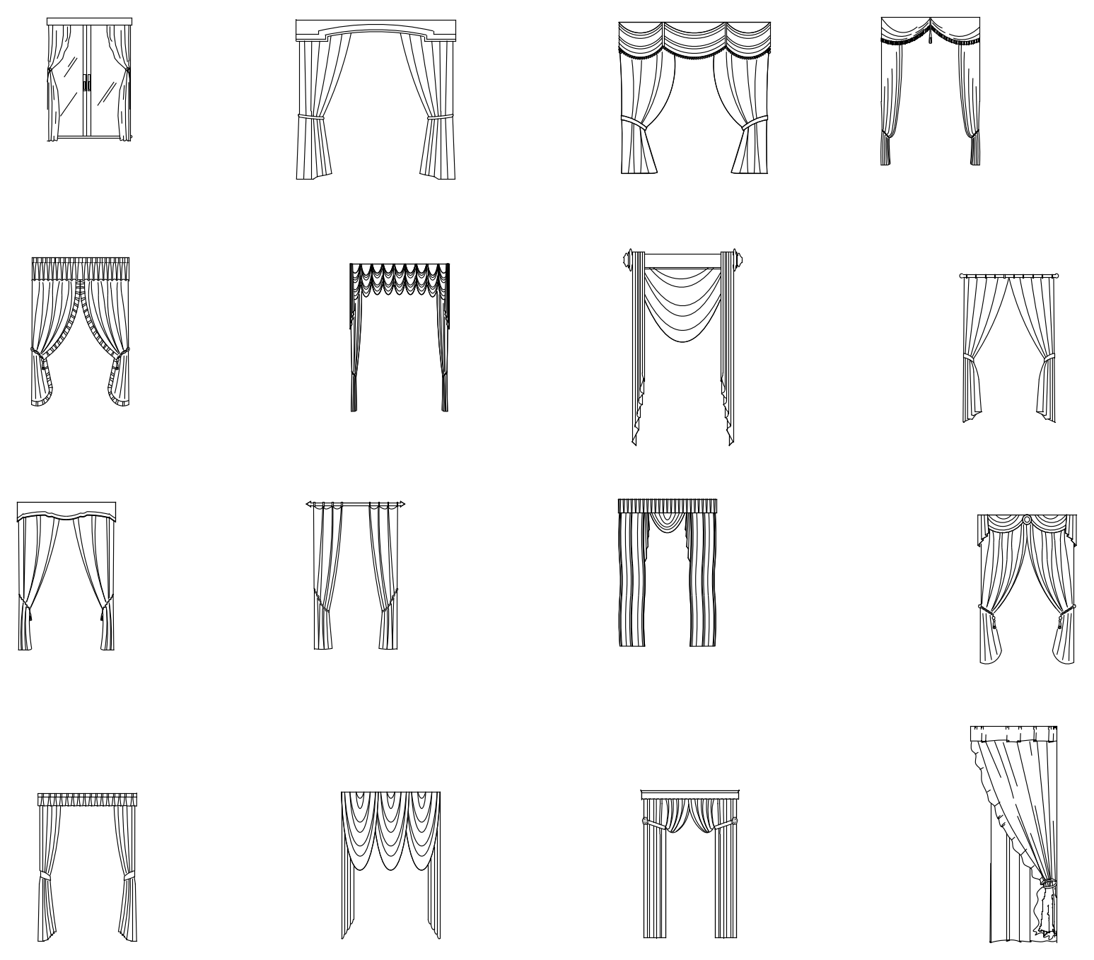 Curtain Styles - Elevations – free CAD block preview