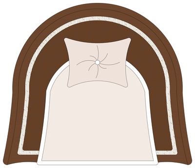 Curved-Back Armchair with Cushion - Plan View CAD block preview