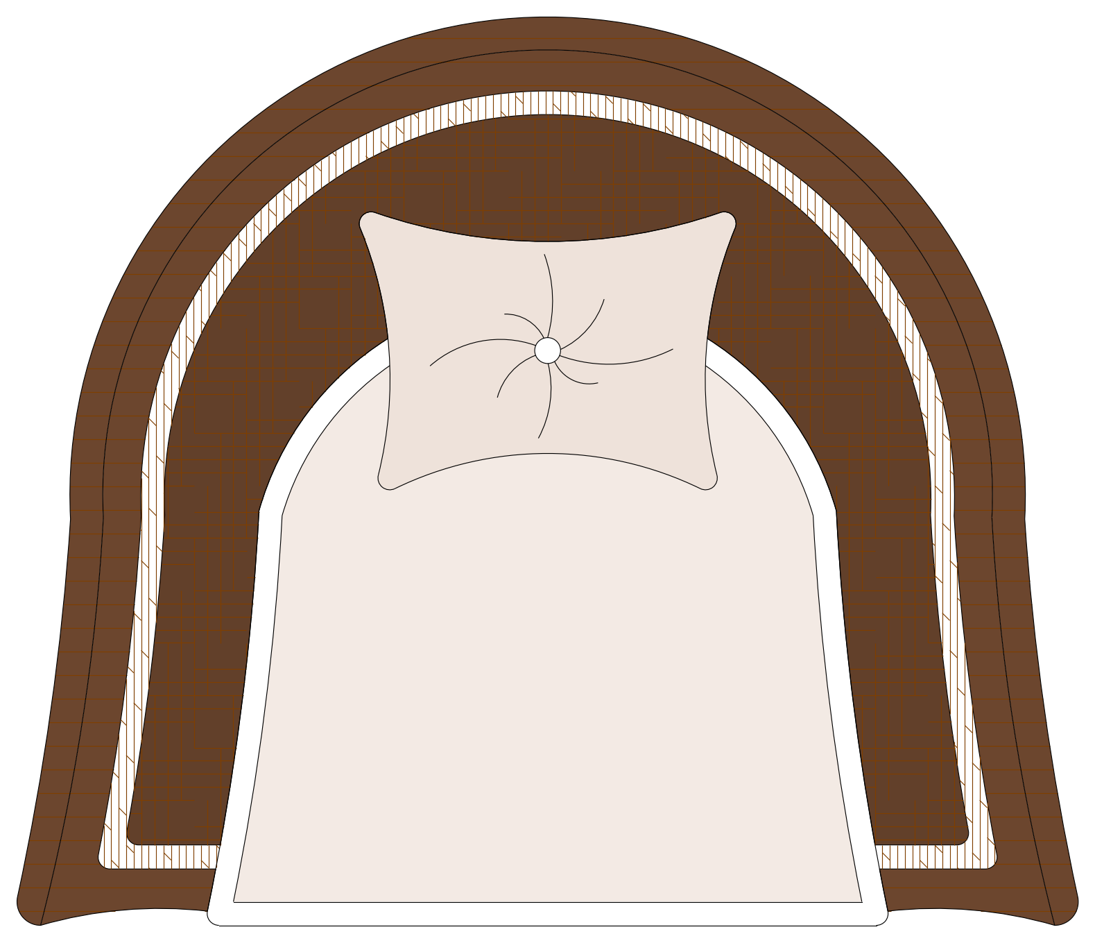 Curved-Back Armchair with Cushion - Plan View – free CAD block preview