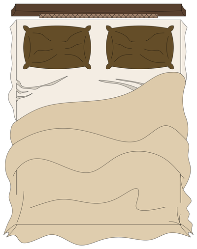 Double Bed with Pillows and Throw - Plan View CAD block preview
