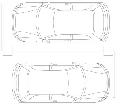 Entry Boom Gate with Two Cars - Plan CAD block preview