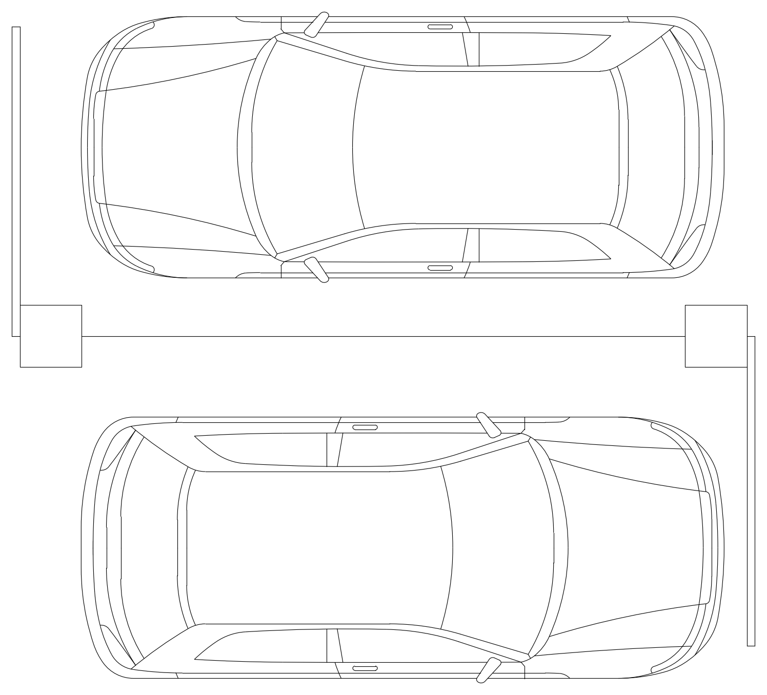 Entry Boom Gate with Two Cars - Plan – free CAD block preview