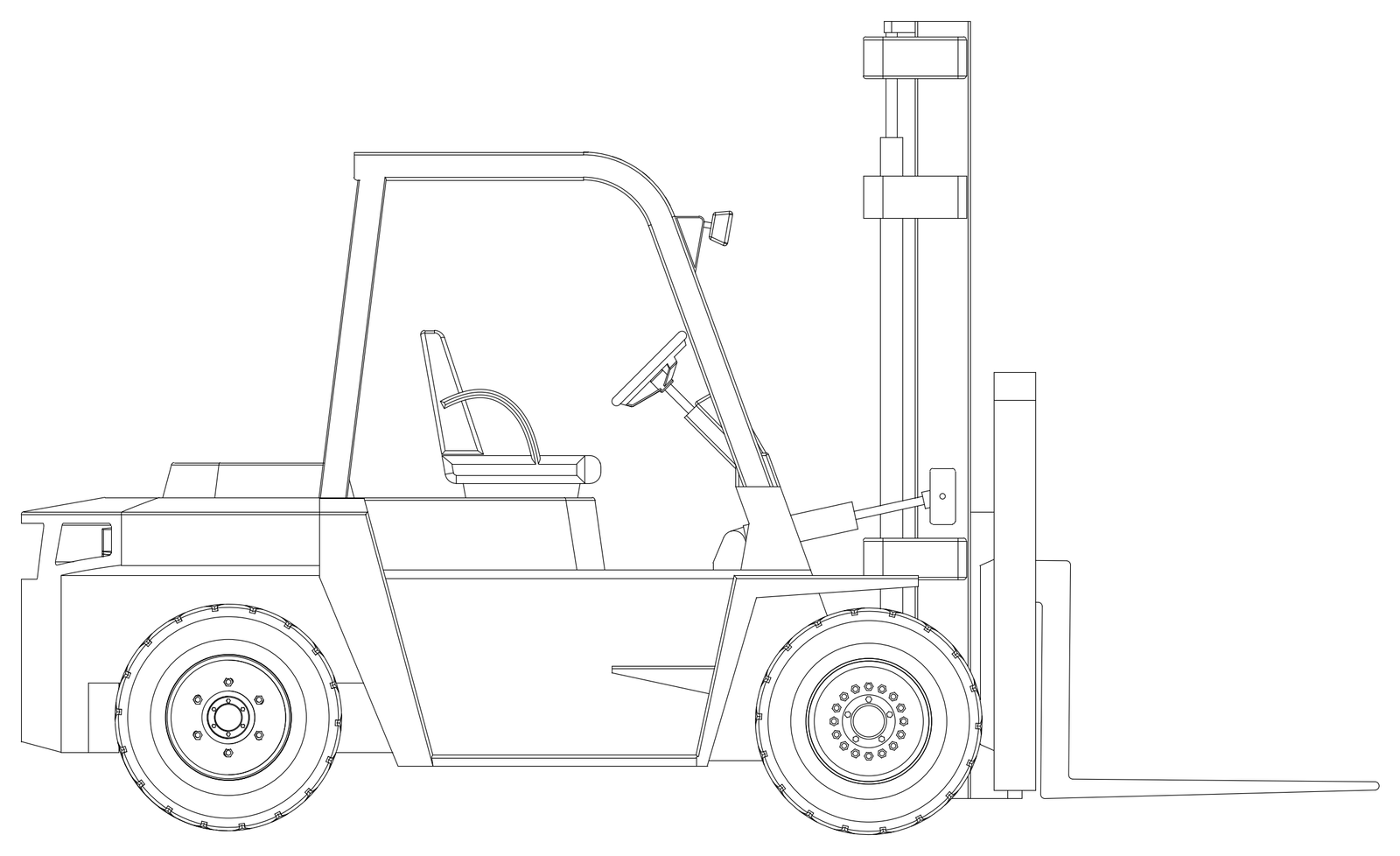Forklift - Side Elevation – free CAD block preview