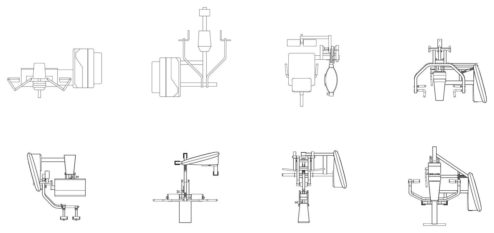 Gym Equipment Plan Views – free CAD block preview