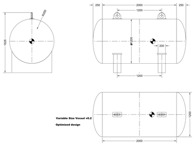 Horizontal Steel Pressure Vessel CAD block preview