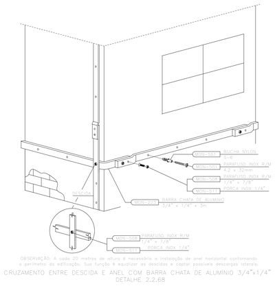 Lightning Protection Ring and Down Conductor Crossing Detail CAD block preview