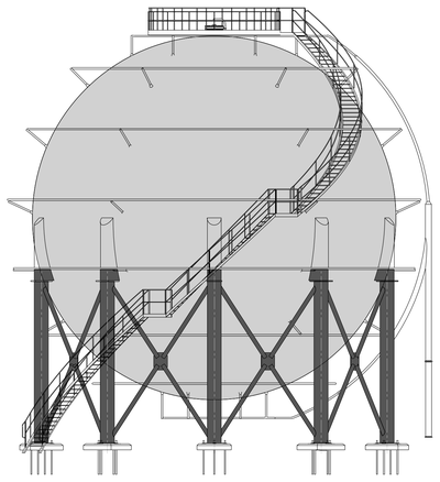 LNG Spherical Storage Tank CAD block preview