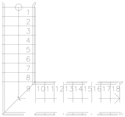 Metal Stair Plan - 18 Treads CAD block preview