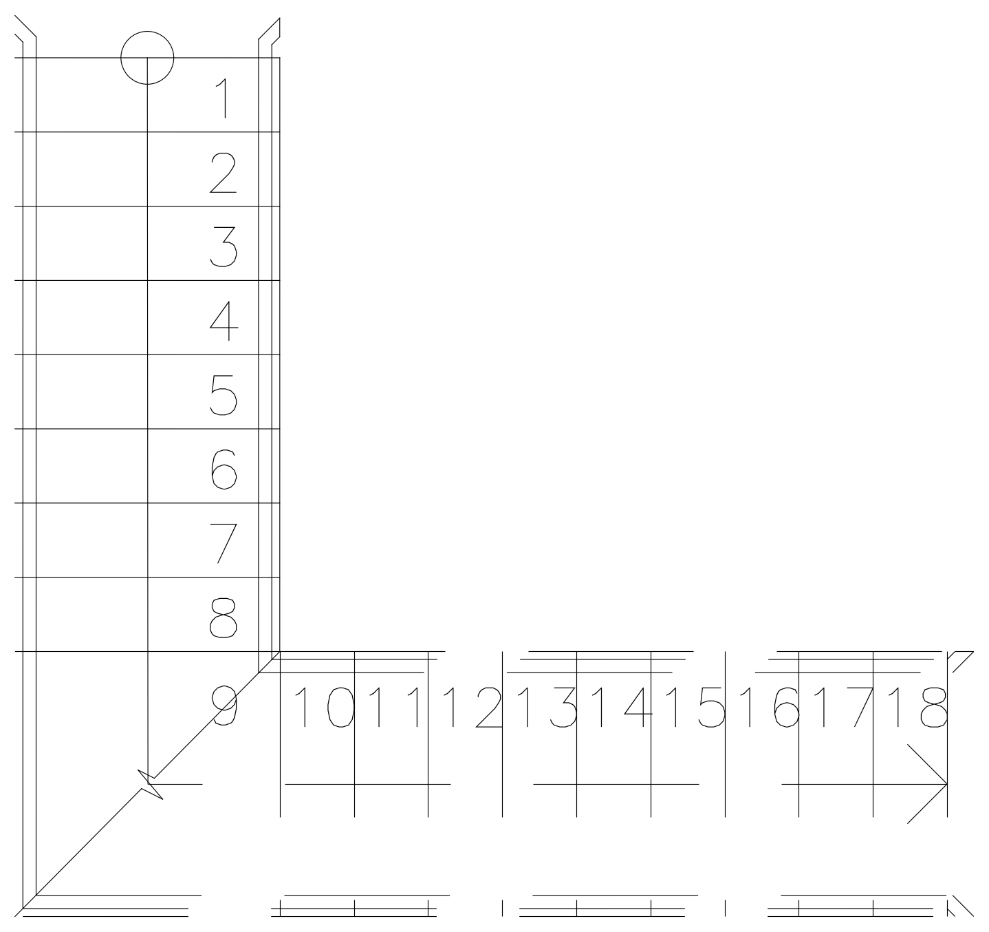 Metal Stair Plan - 18 Treads – free CAD block preview