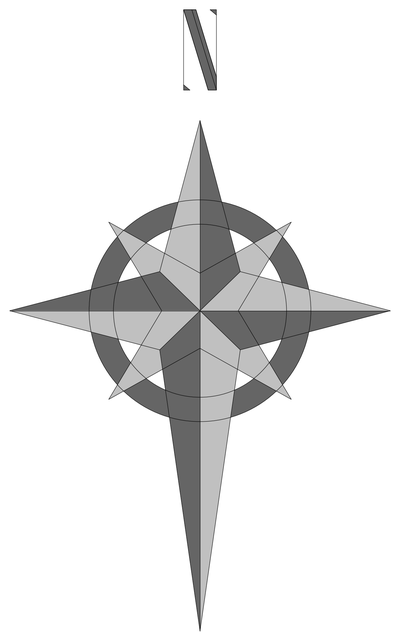 North Arrow Compass Rose CAD block preview