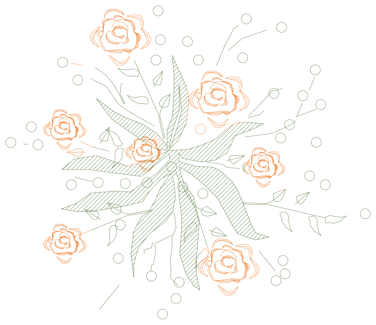 Orange Rose Plant - Plan View – free CAD block preview