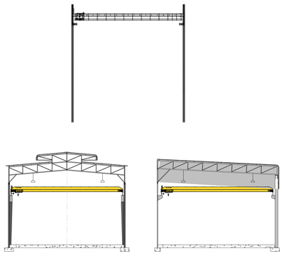 Overhead Travelling Crane in Shed CAD block preview