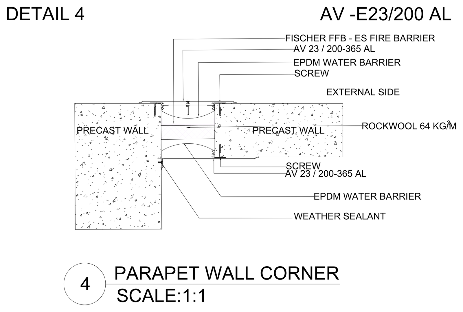 Parapet Wall Corner Detail – free CAD block preview