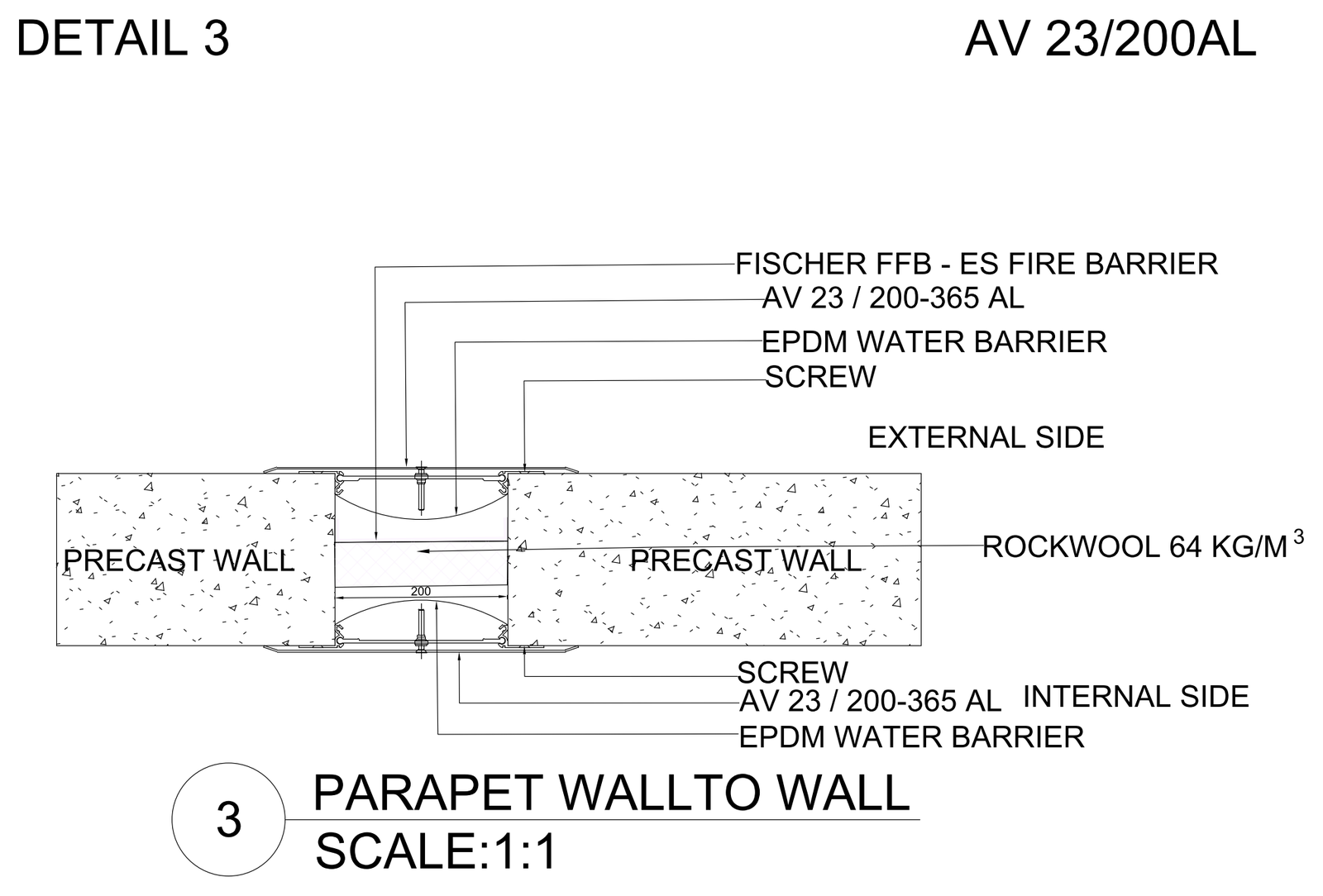 Parapet Wall to Wall Flashing Detail – free CAD block preview