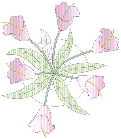 Pink Calla Lilies - Plan View CAD block preview