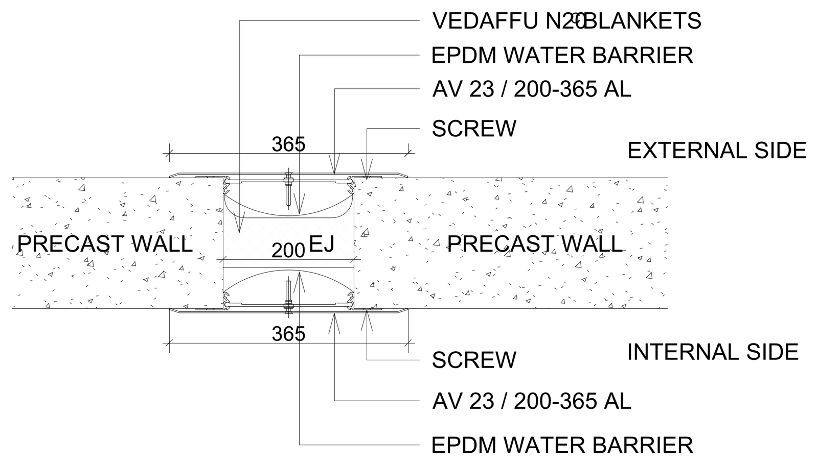Precast Wall to Wall Isolation Junction Detail – free CAD block preview