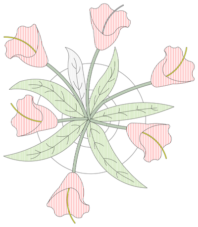 Red Calla Lilies - Plan View CAD block preview