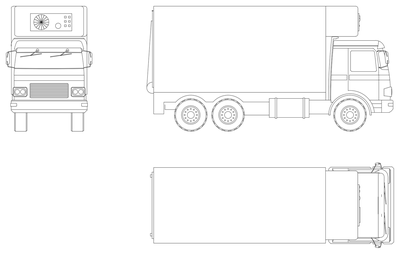 Refrigerated Truck - Elevations and Plan CAD block preview