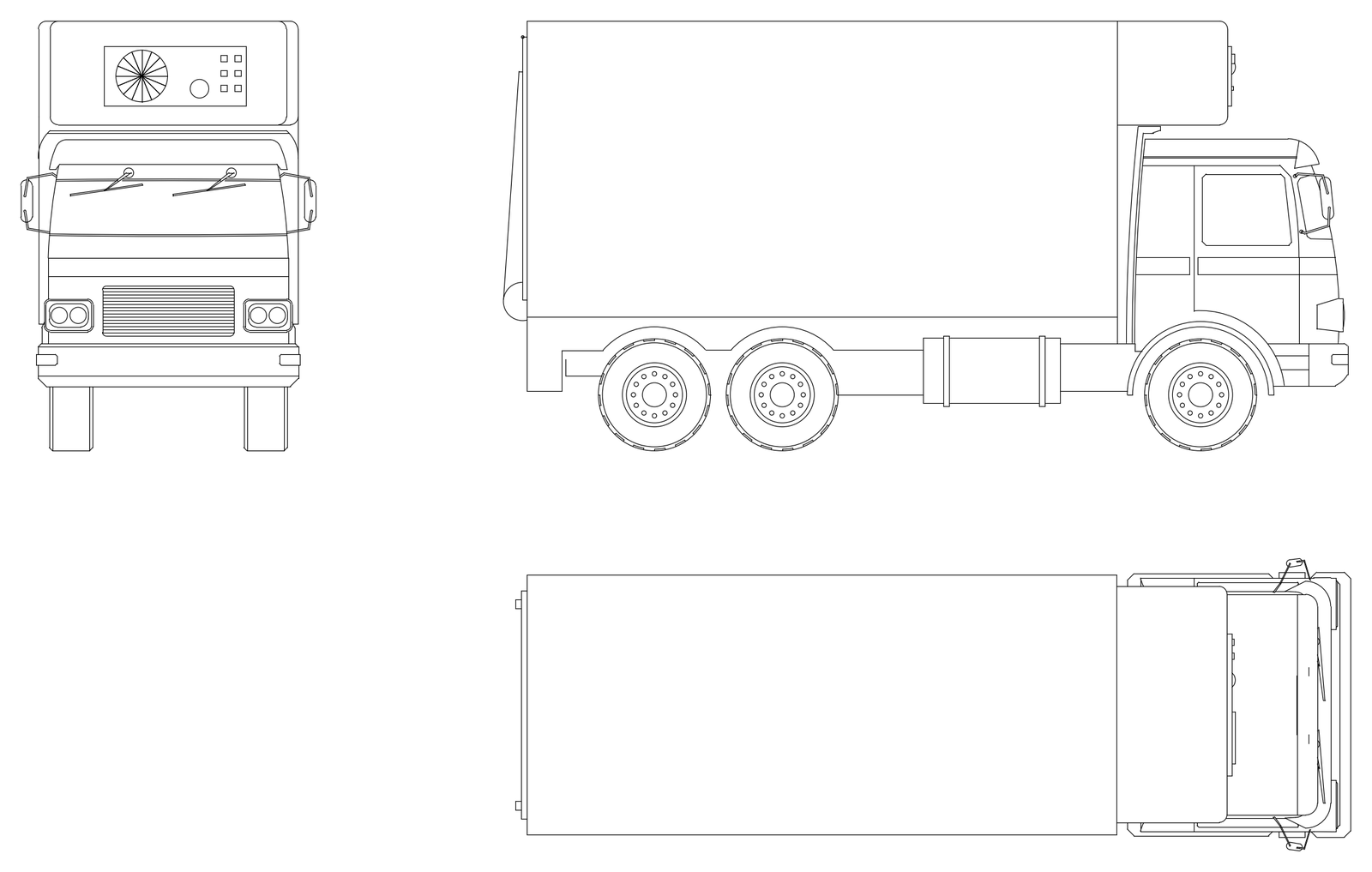 Refrigerated Truck - Elevations and Plan – free CAD block preview