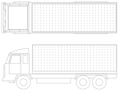 Rigid Box Truck - Plan and Side Elevation CAD block preview