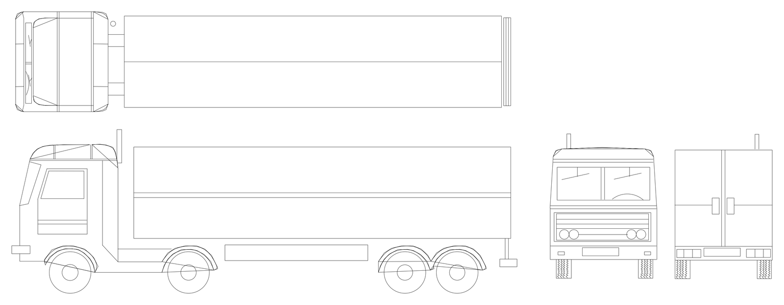 Rigid Truck - Four View Set – free CAD block preview