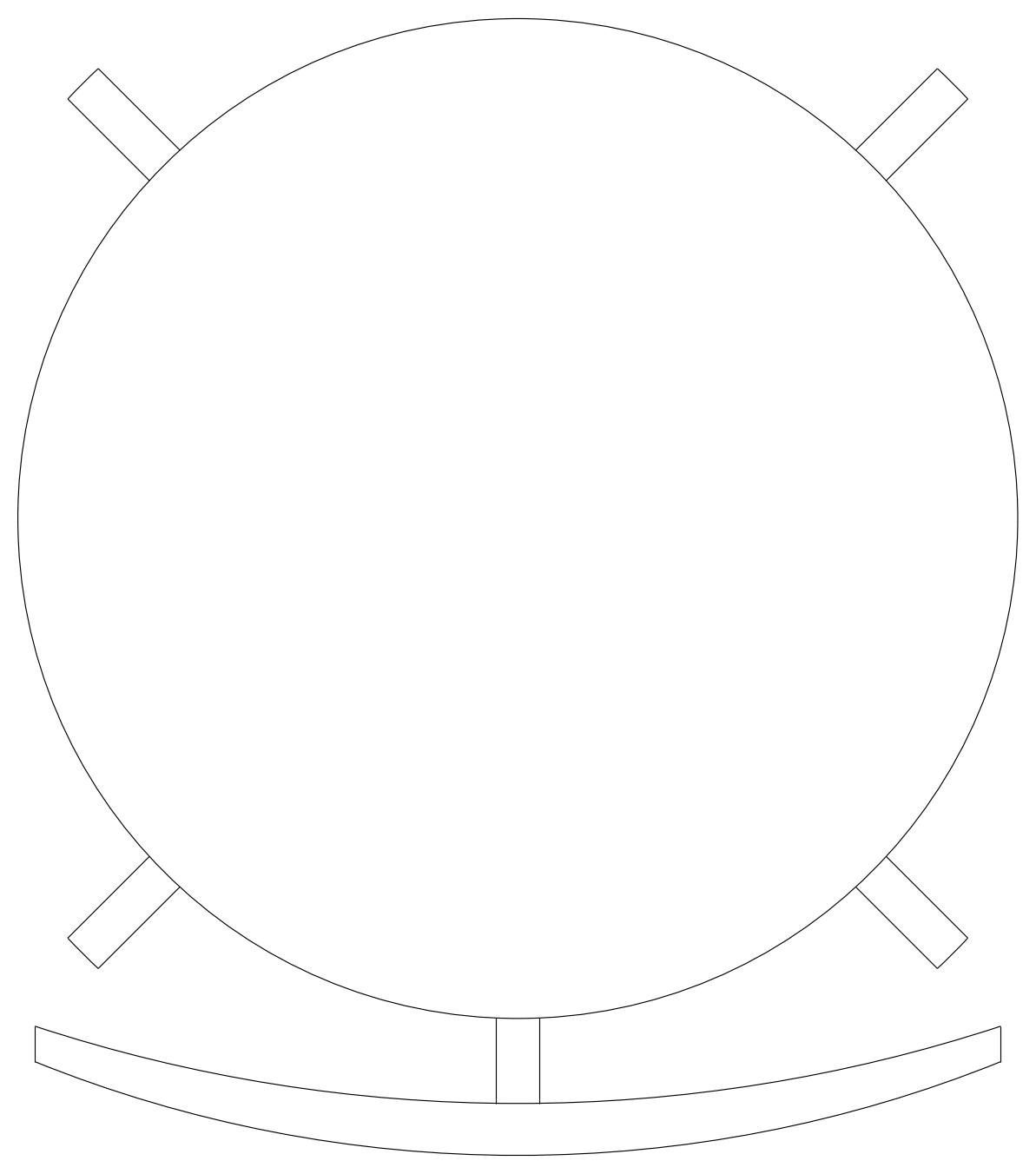 Round Chair with Curved Backrest - Plan View – free CAD block preview