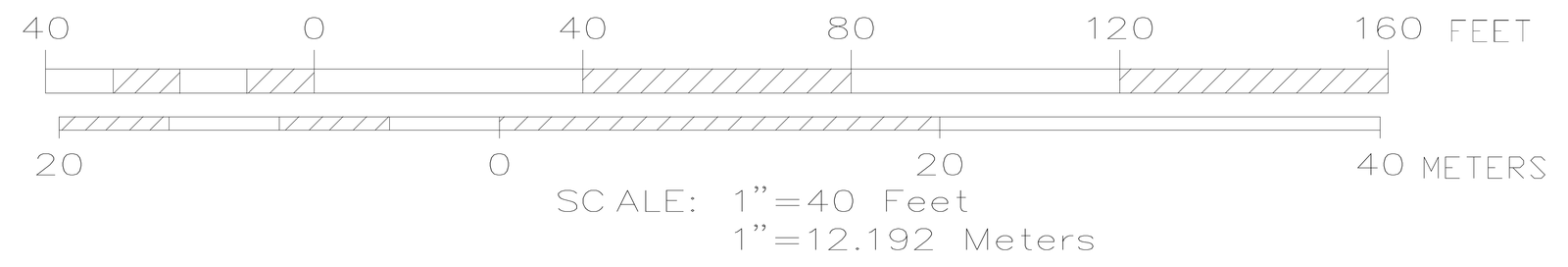 Scale Bar 160 Feet and 40 Metres – free CAD block preview