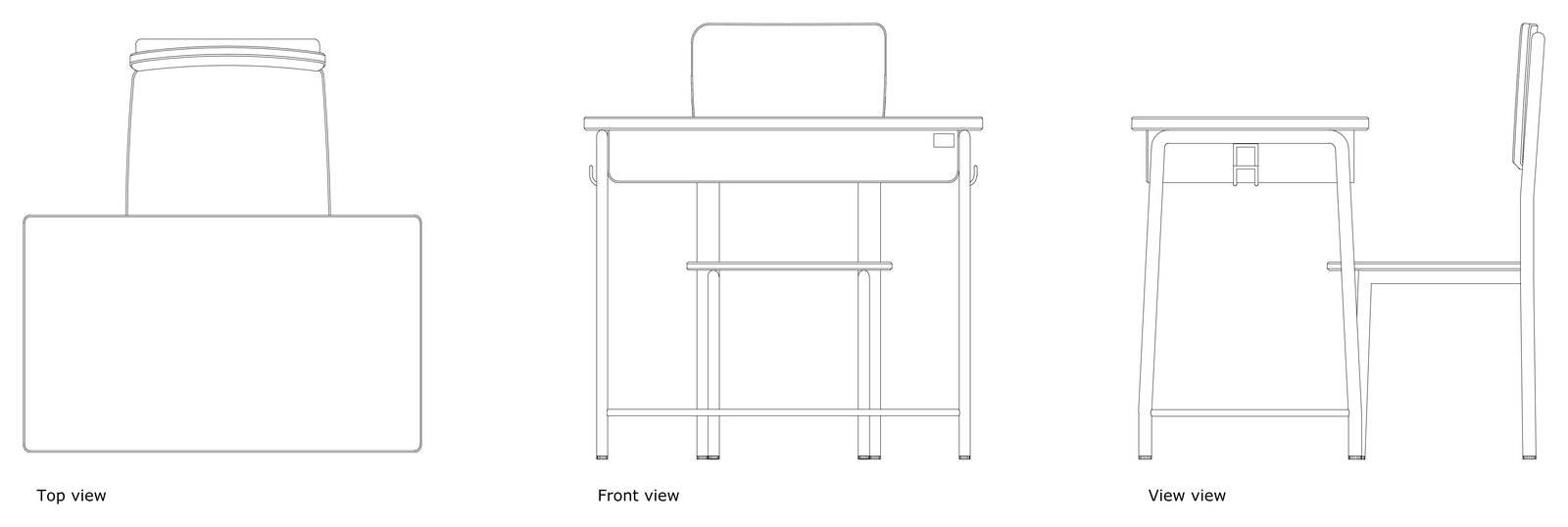 School Desk and Chair – free CAD block preview