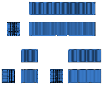 Shipping Containers 10ft to 40ft CAD block preview