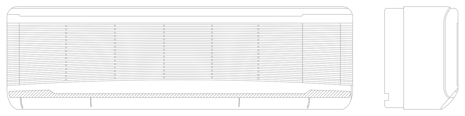 Slimline Split System Air Conditioner - Elevations – free CAD block preview