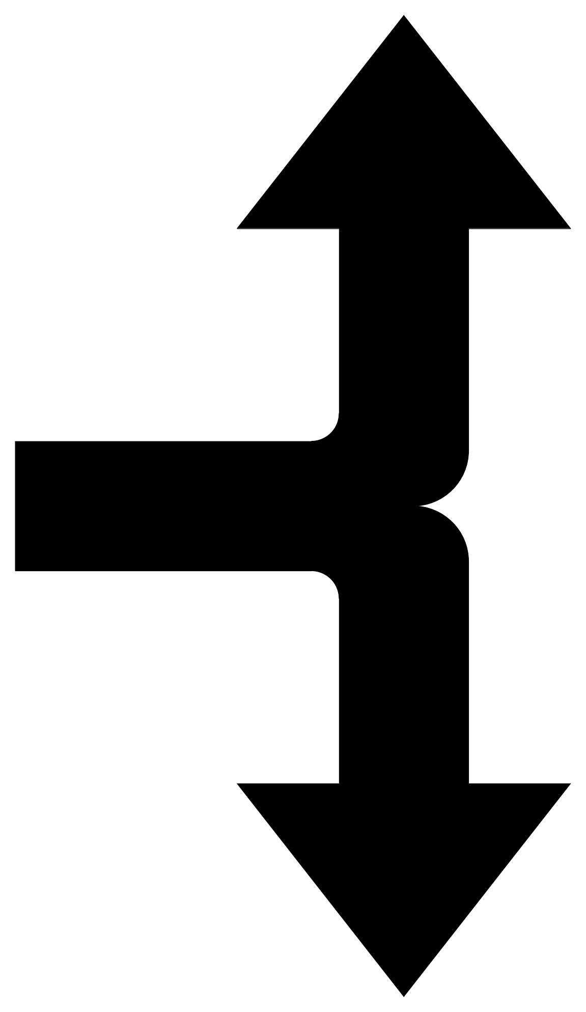 Solid Two-Way Arrow with Side Branch – free CAD block preview