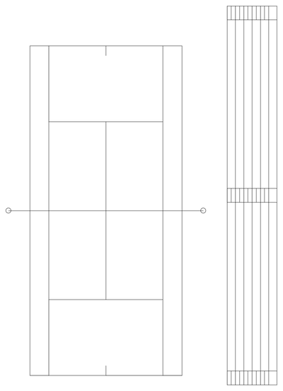 Tennis Court and Spectator Stand - Plan CAD block preview