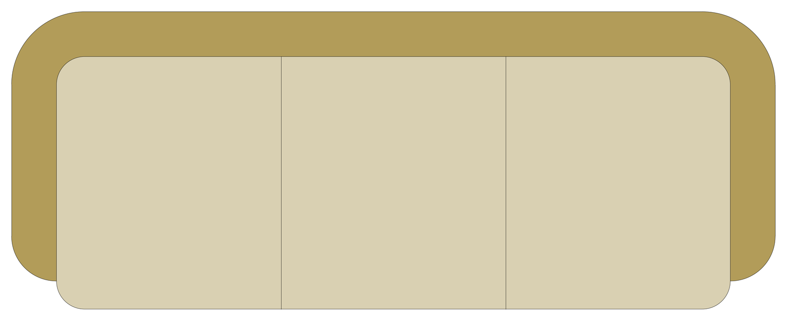 Three-Seater Sofa - Plan View – free CAD block preview