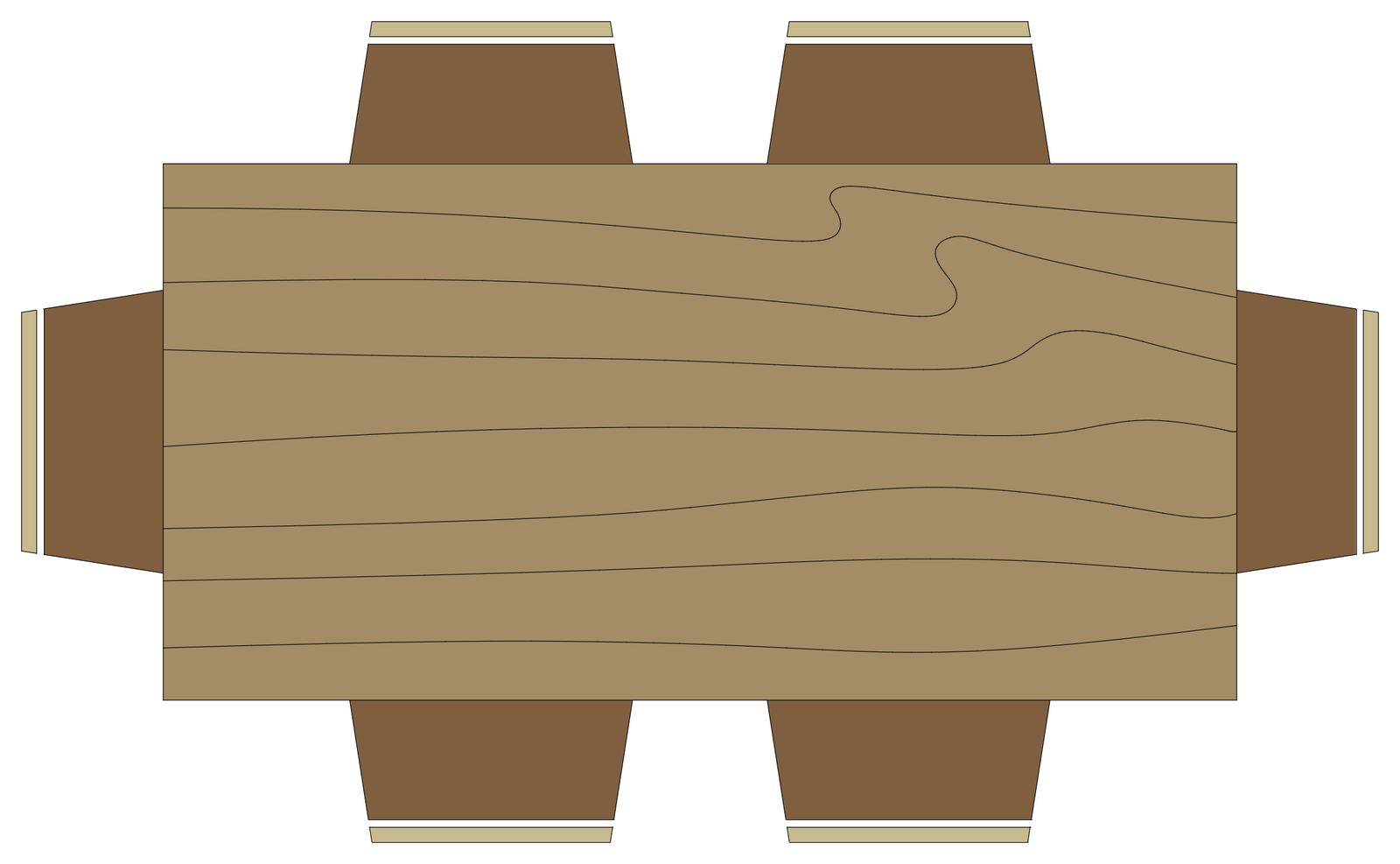 Timber Dining Table with Six Chairs - Plan View – free CAD block preview