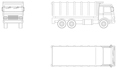 Tipper Truck - Elevations and Plan CAD block preview